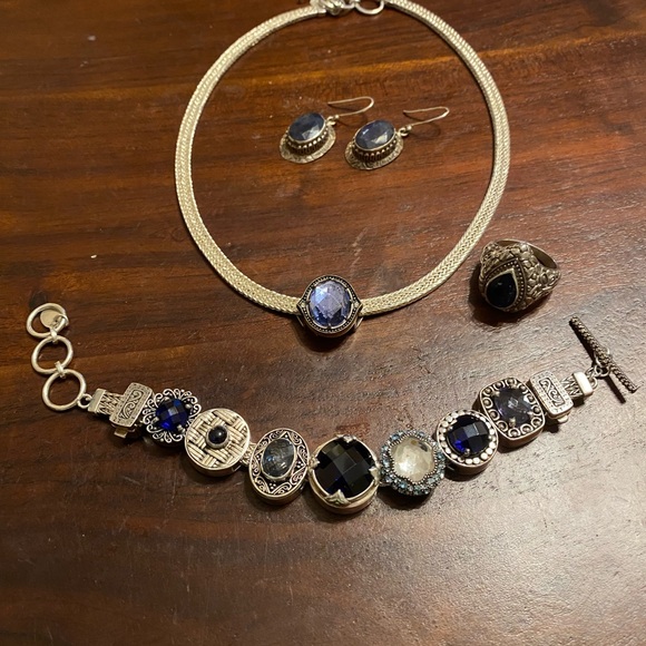 Lori Bonn Sterling Silver navy blue gemstone slide charm - Picture 3 of 3